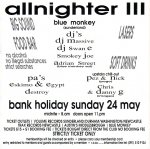 All Nighter III @ The Blue Monkey Sunderland Sun 24th May 1992 rear view.jpg