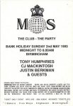 Ministry of Sound 2nd May 93 Birmingham.jpg