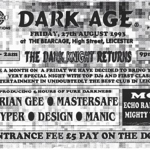 Dark Age @ The Bearcage - Leicester- 27th August 1993 - Single Sided Flyer..jpg