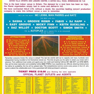 Dance Planet @ Aston Villa Sport & Leisure Centre - Birmingham - 23rd August 1991 - B .jpg