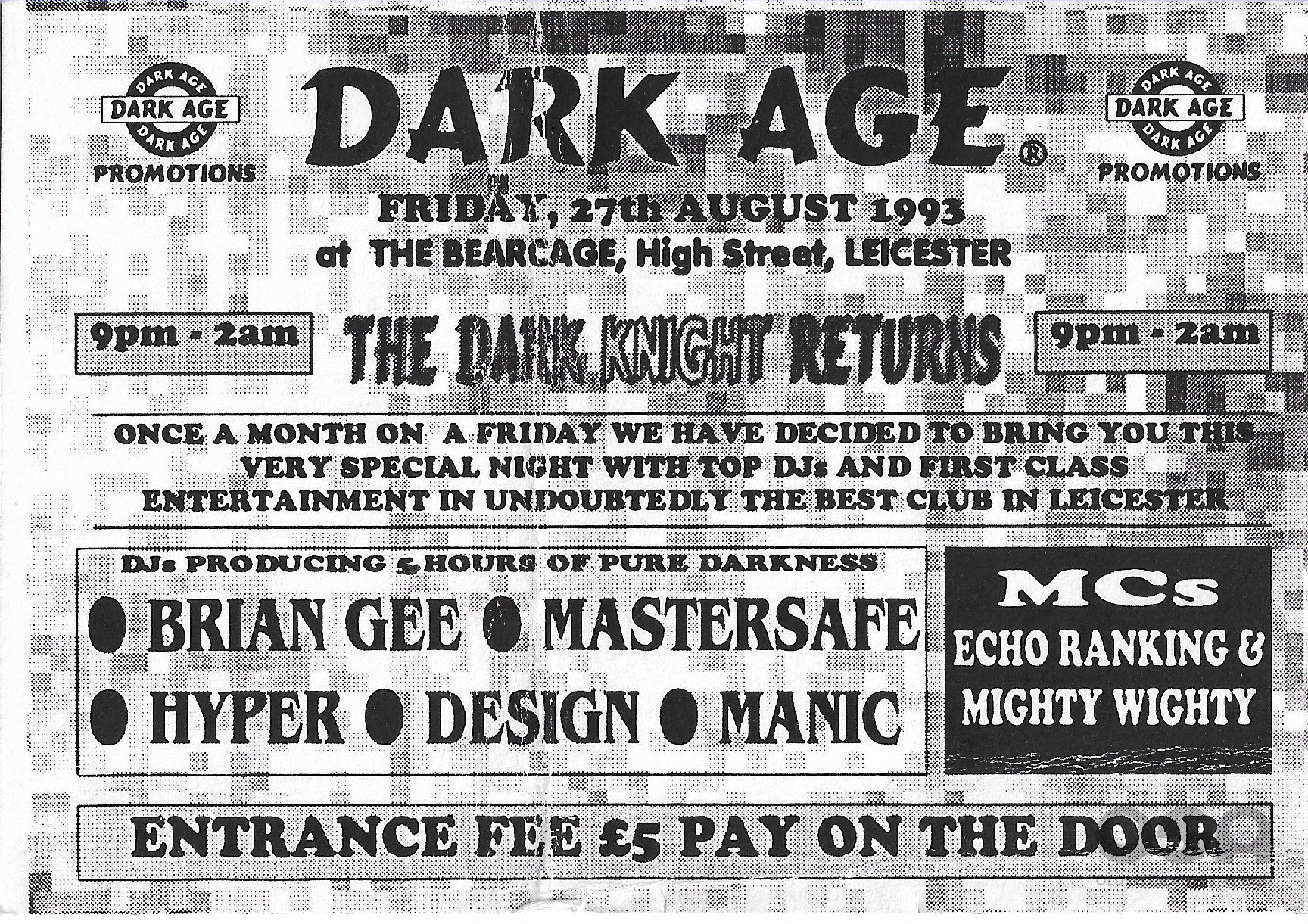 Dark Age @ The Bearcage - Leicester- 27th August 1993 - Single Sided Flyer..jpg