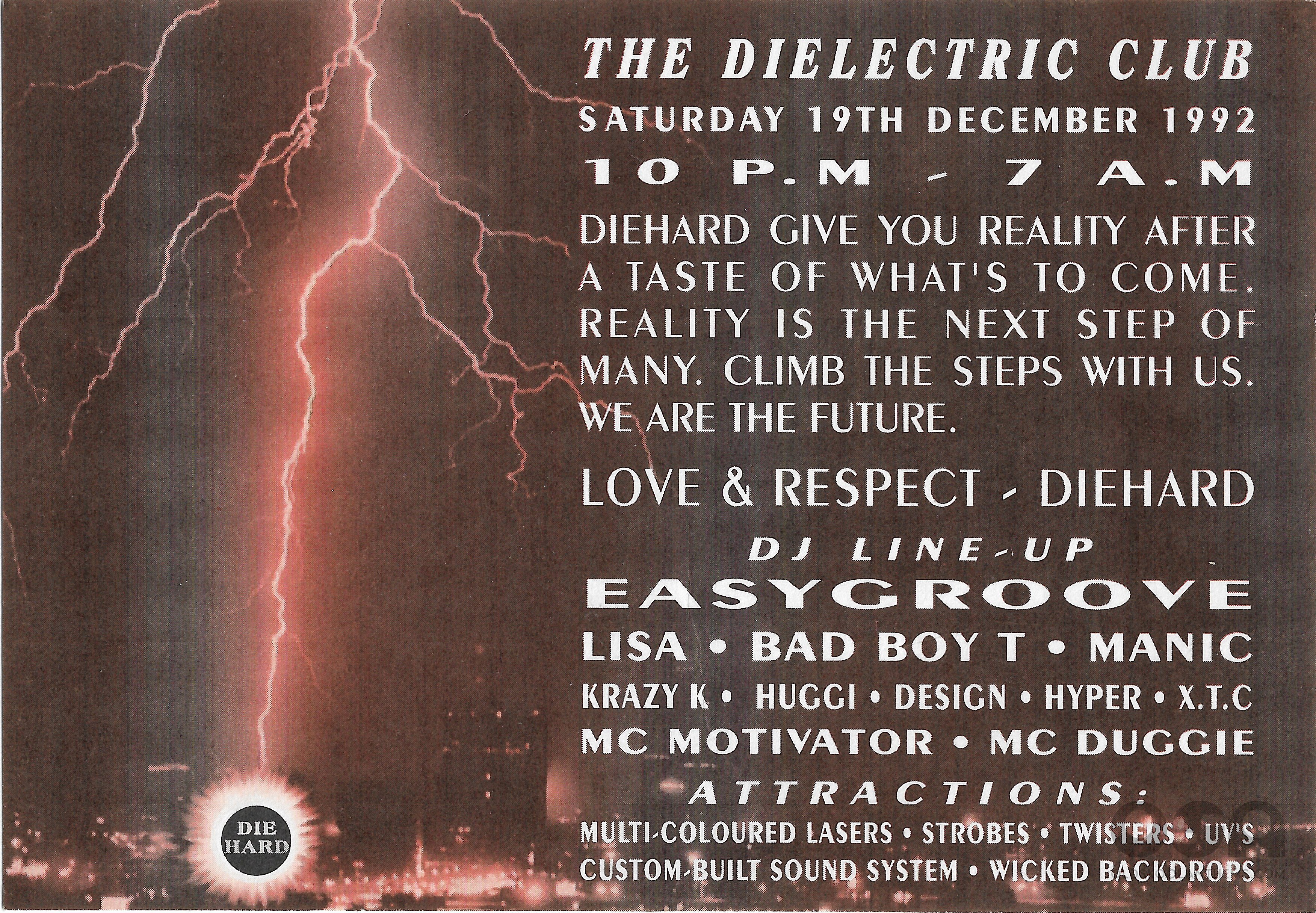 Die Hard @ The Dilectric Club - 19th December 1992 - Single Sided Flyer.jpg