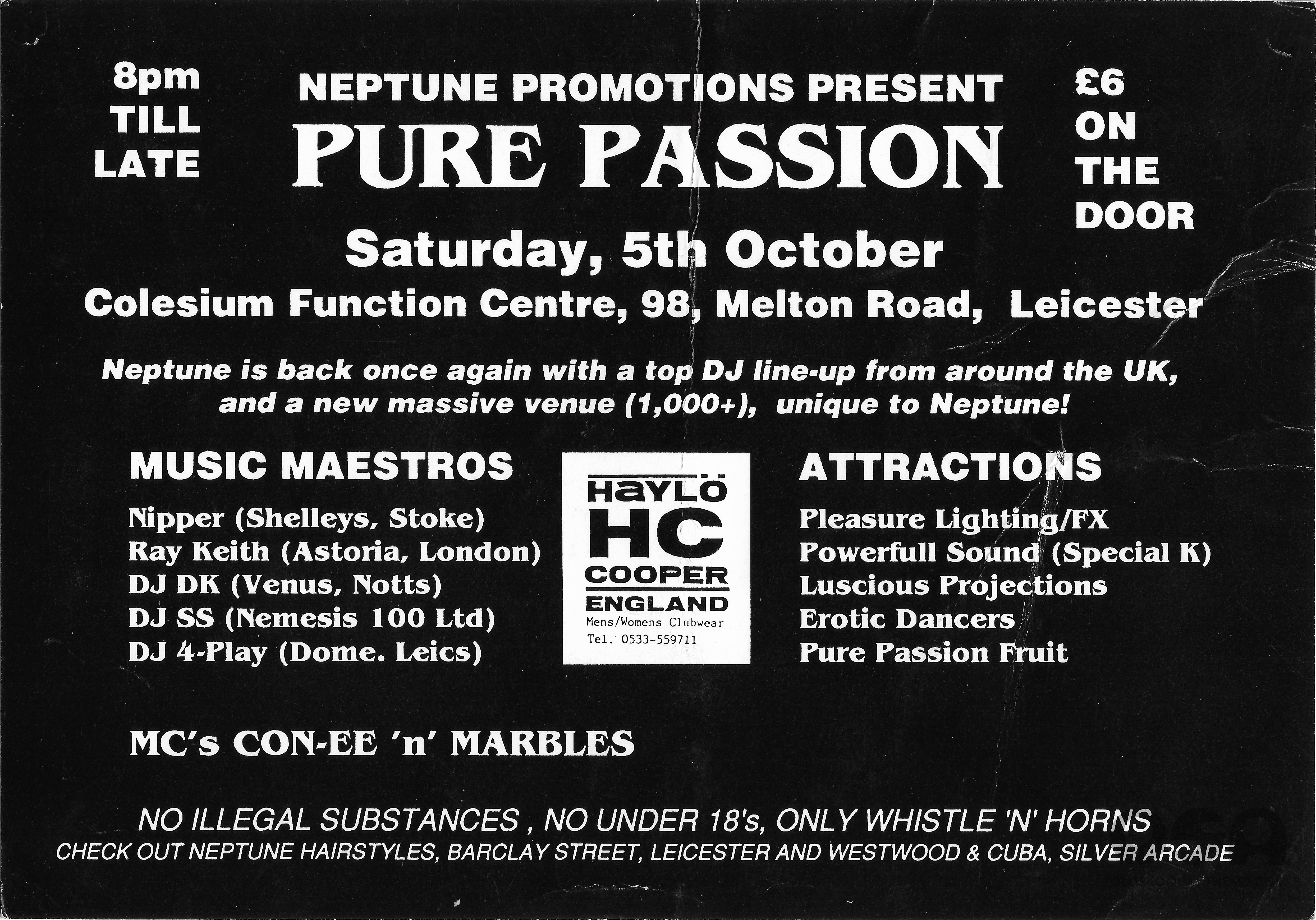 Pure Passion @ Colesium Function Ctr - Leicester - 5th October 1991 - B .jpg